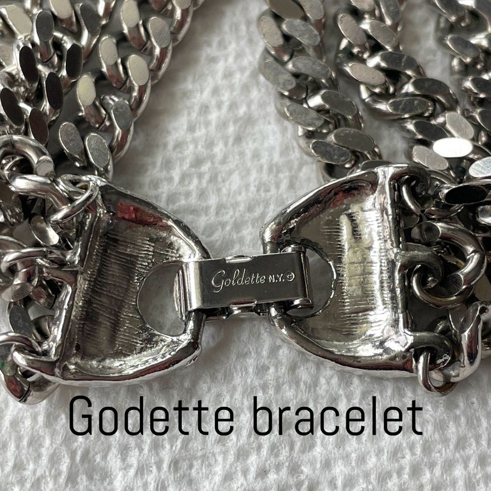 Vintage 1950’s Goldette NY silver tone bracelet, 7-5/8” long